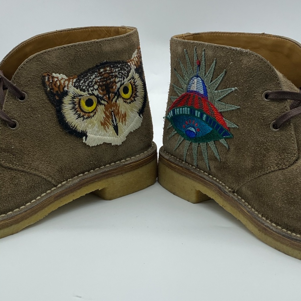 Gucci Suede ankle boots with owl & UFO embroidered - Picture 7 of 13